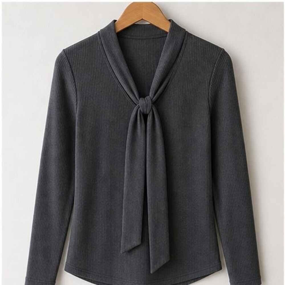 Charcoal Ruffle Blouse